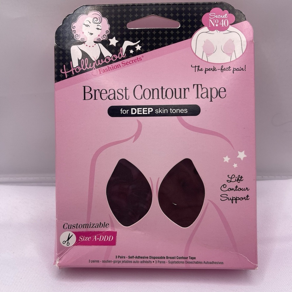 Hollywood Fashion Breast Contour Tape, Customizable Size A-DDD, Deep Skin Tone